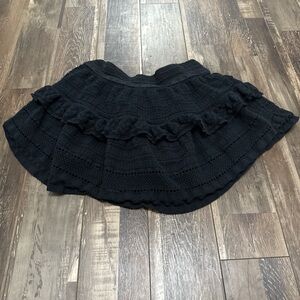 Aerie Black Textured Skater Skirt